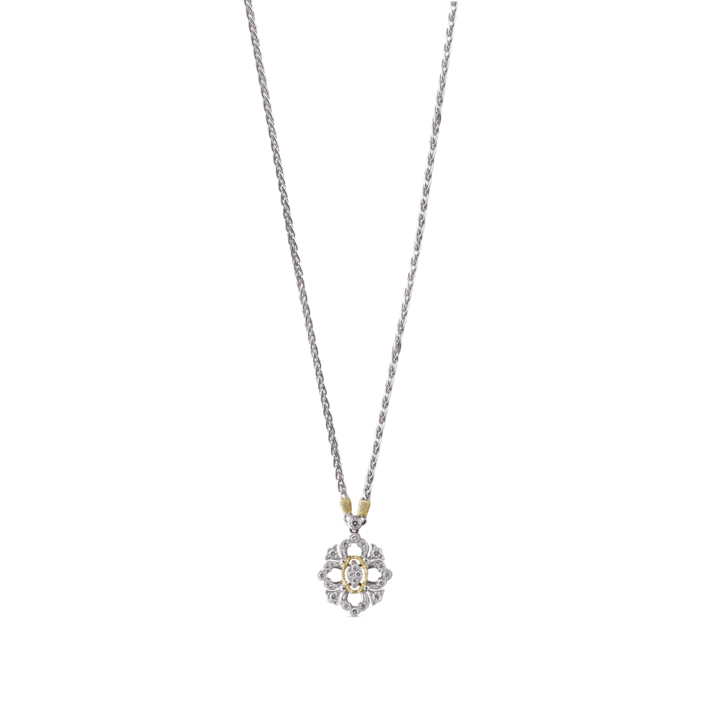 OPERA FULL PAVE' WHITE AND YELLOW GOLD SET PENDANT WITH DIAMONDS