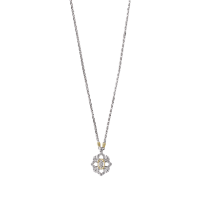 OPERA FULL PAVE' WHITE AND YELLOW GOLD SET PENDANT WITH DIAMONDS