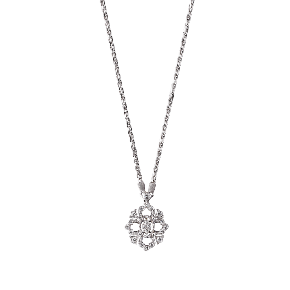OPERA FULL PAVE' WHITE GOLD SET PENDANT WITH DIAMONDS