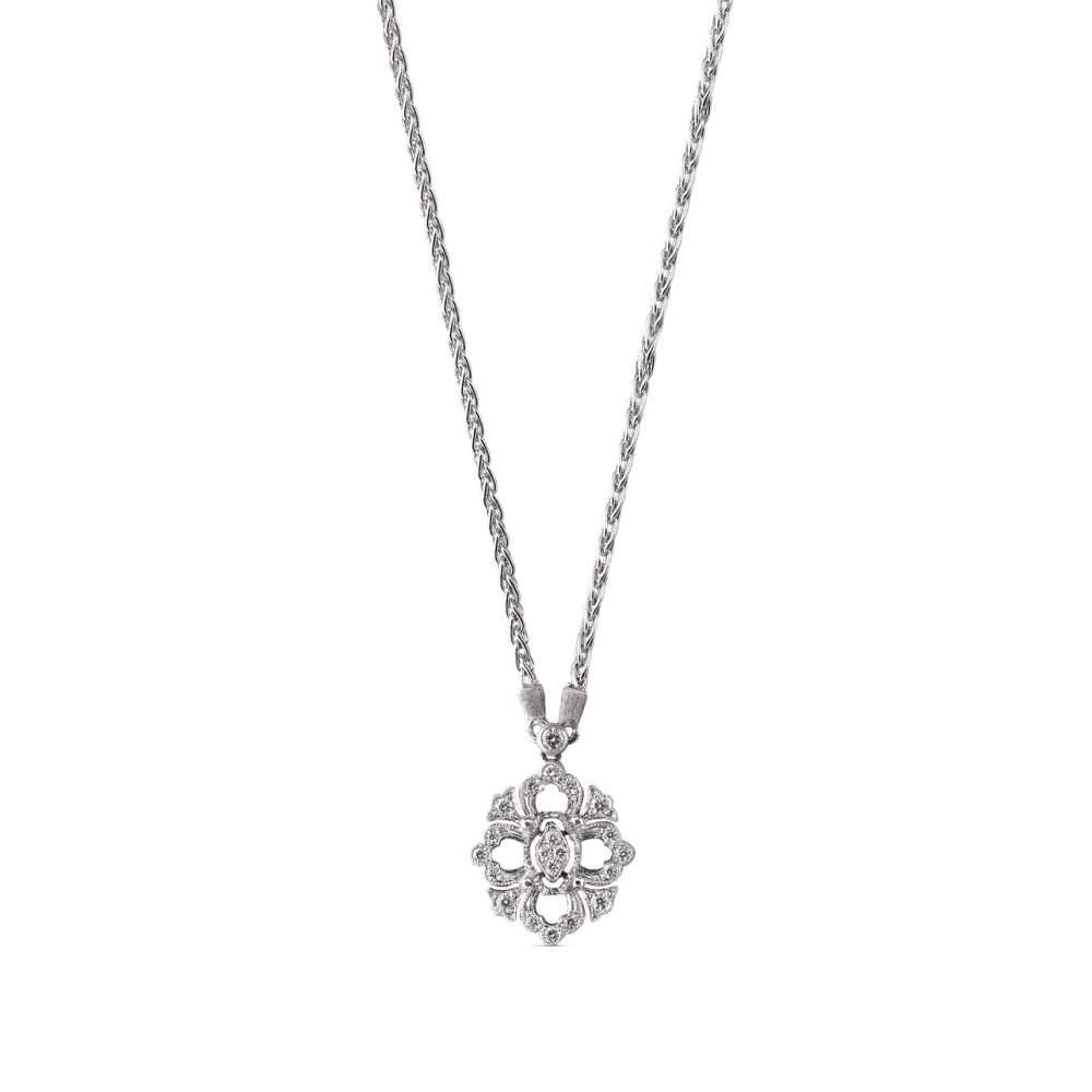 OPERA FULL PAVE' WHITE GOLD SET PENDANT WITH DIAMONDS