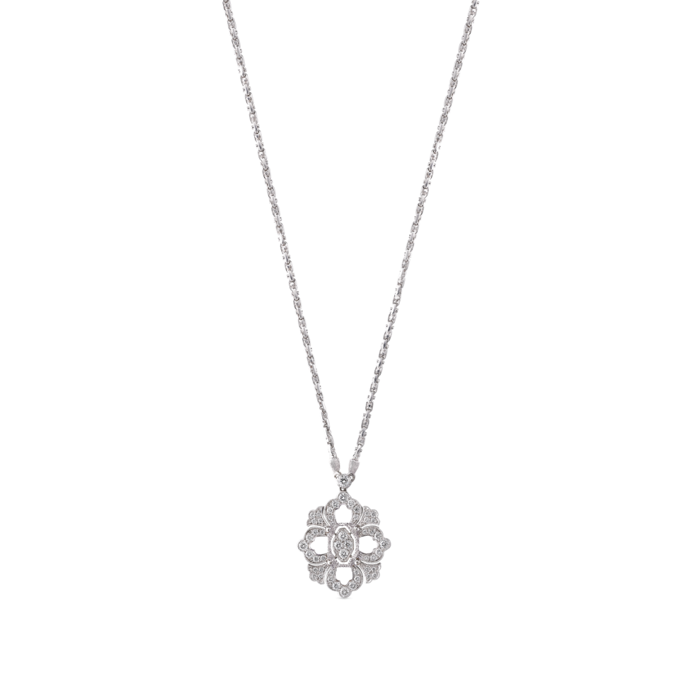 OPERA FULL PAVE' WHITE GOLD PENDANT