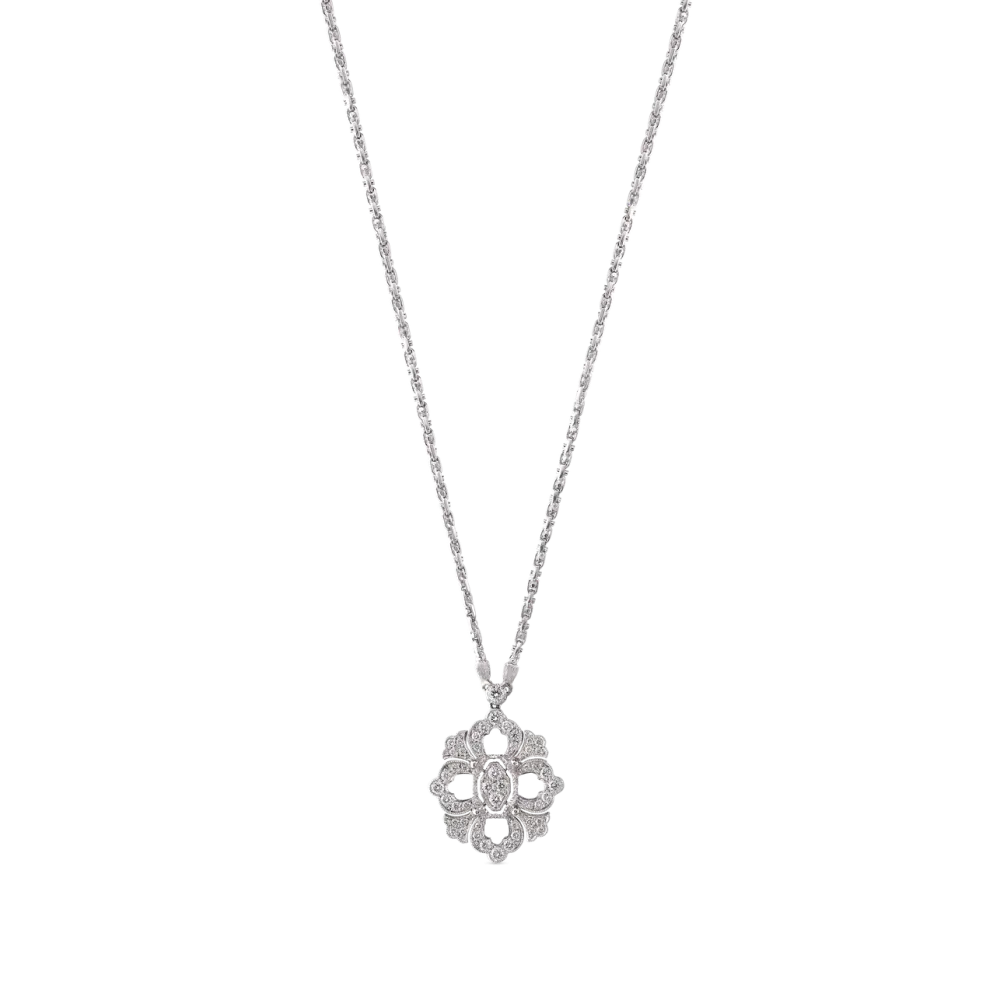 OPERA FULL PAVE' WHITE GOLD PENDANT