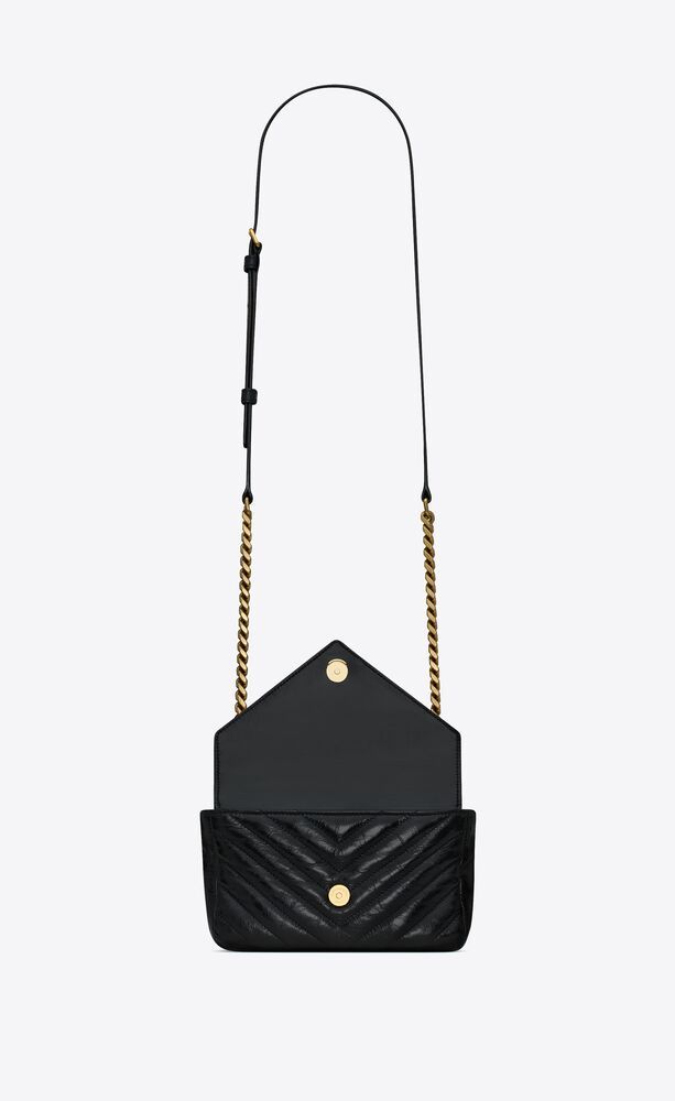 COLLEGE MINI CHAIN BAG IN SHINY CRACKLED LEATHER