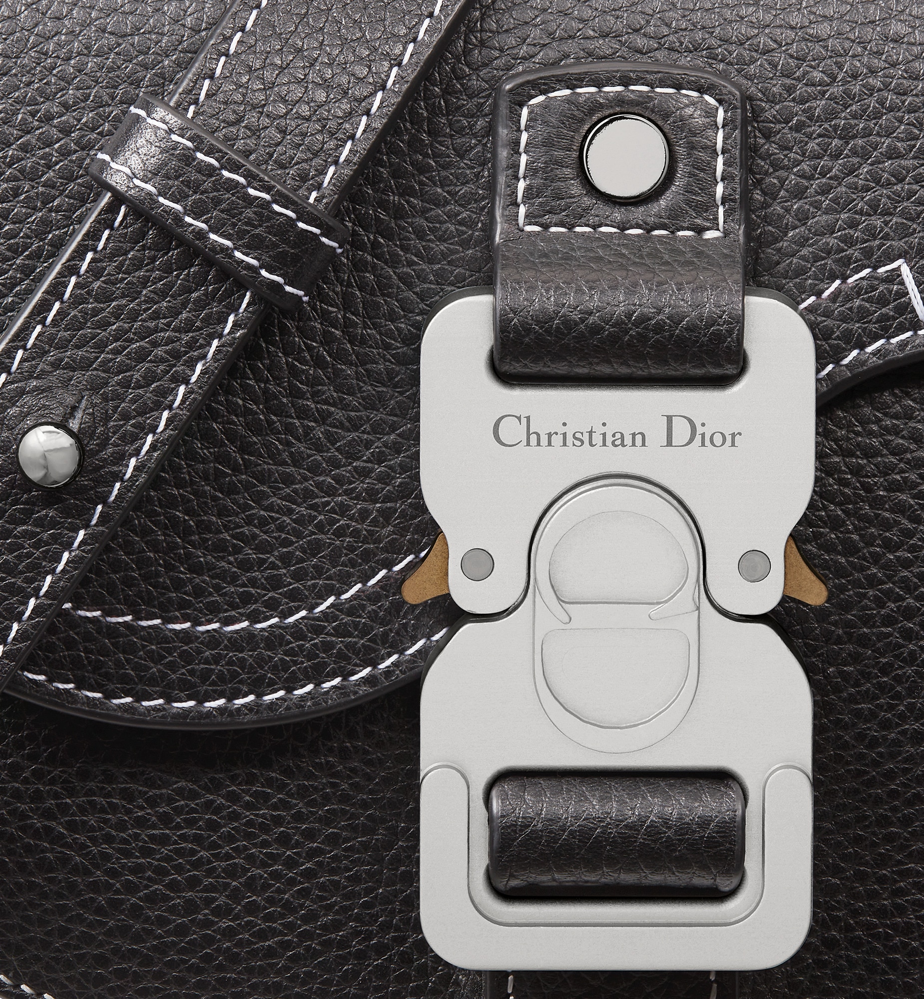 Mini Saddle Messenger Bag with Flap Black Grained Calfskin