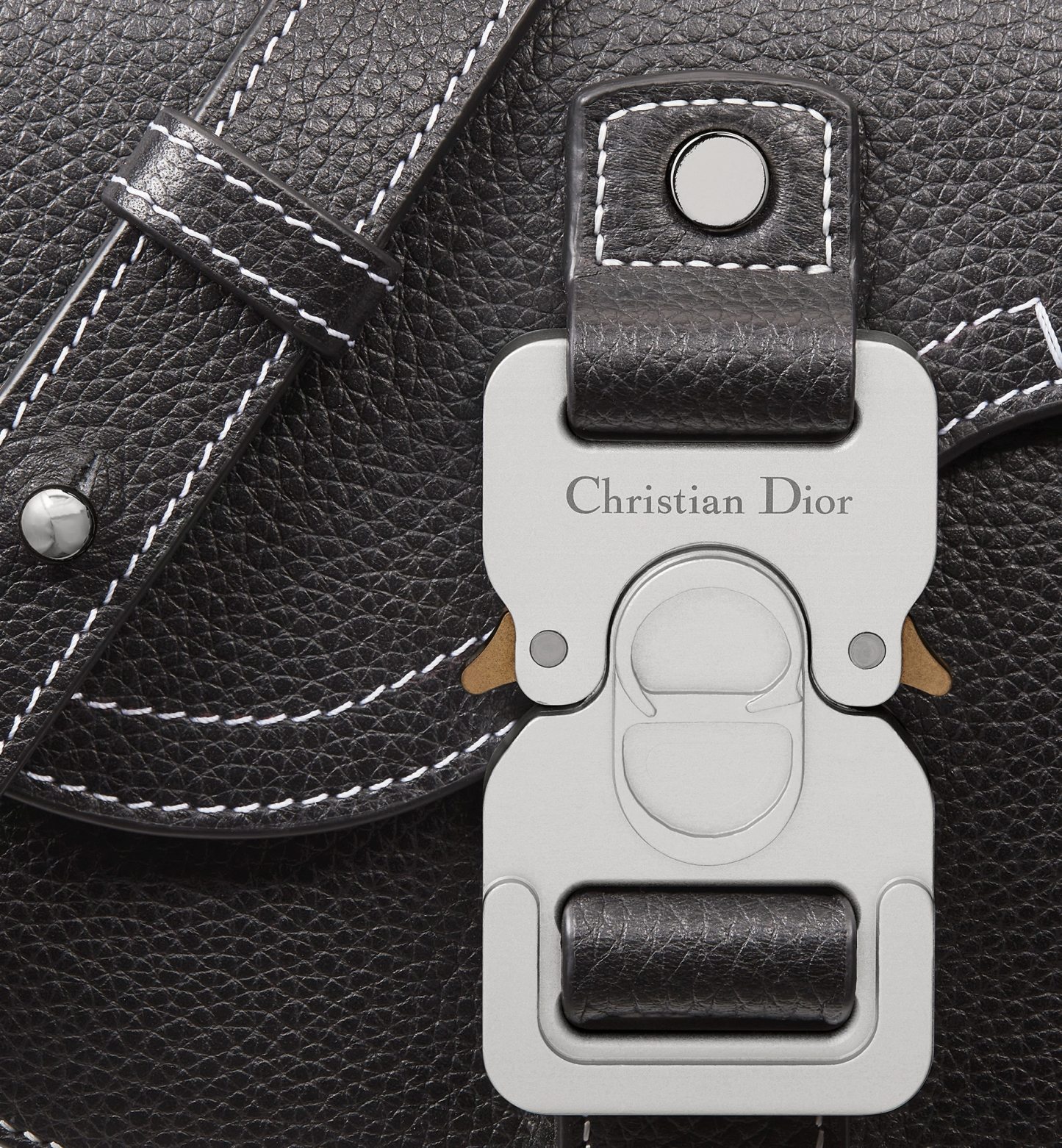 Mini Saddle Messenger Bag with Flap Black Grained Calfskin