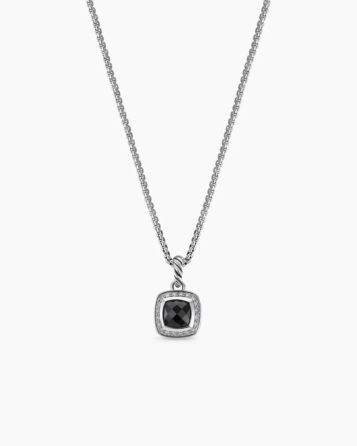 Petite Albion庐 Pendant Necklace Sterling Silver with Black Onyx and Diamonds, 7mm