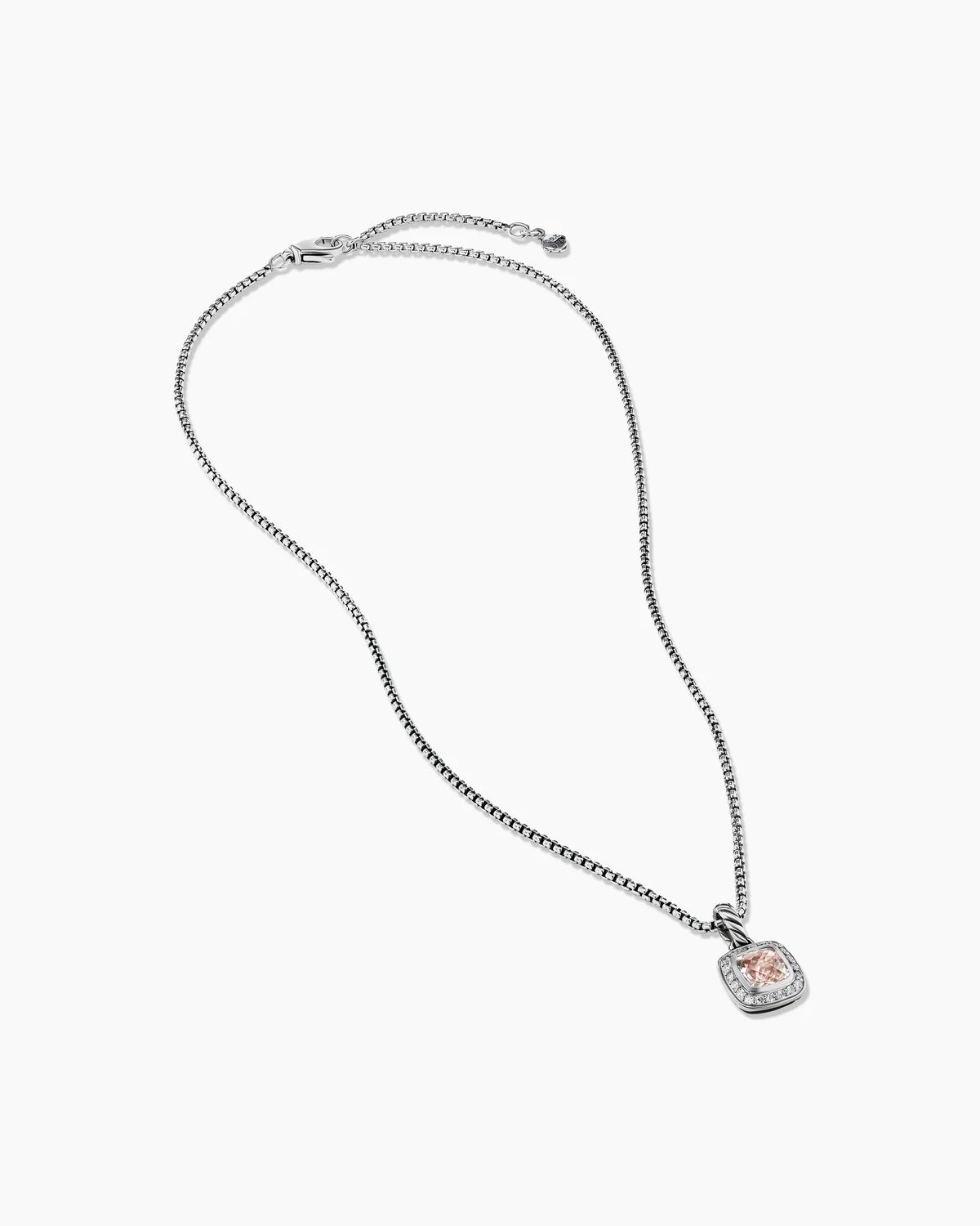 Petite Albion庐 Pendant Necklace Sterling Silver with Morganite and Diamonds, 7mm