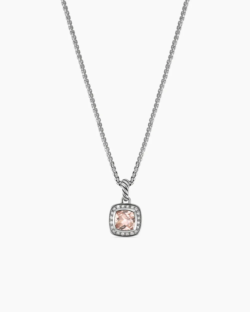 Petite Albion庐 Pendant Necklace Sterling Silver with Morganite and Diamonds, 7mm
