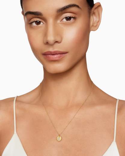 Initial Charm Necklace 18K Yellow Gold with Diamond B