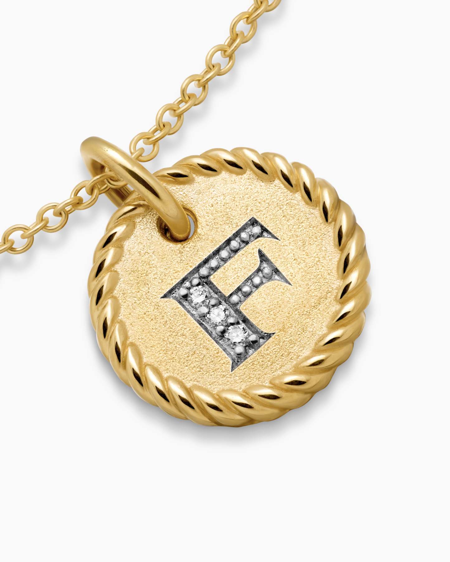 Initial Charm Necklace 18K Yellow Gold with Diamond F