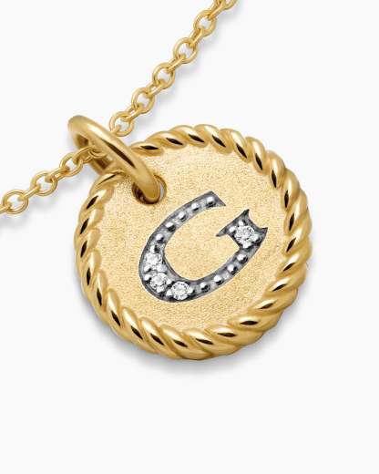 Initial Charm Necklace 18K Yellow Gold with Diamond G