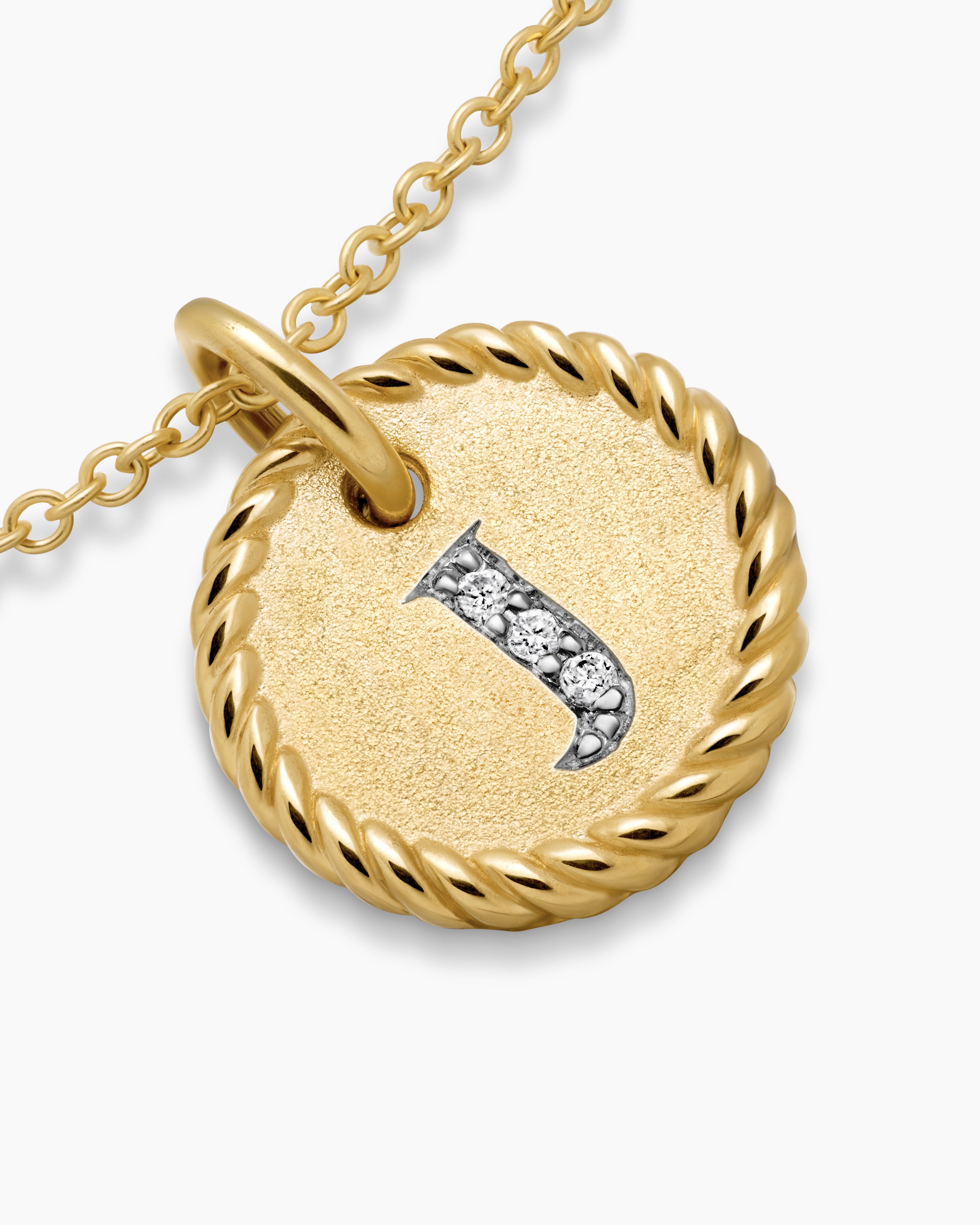 Initial Charm Necklace 18K Yellow Gold with Diamond J