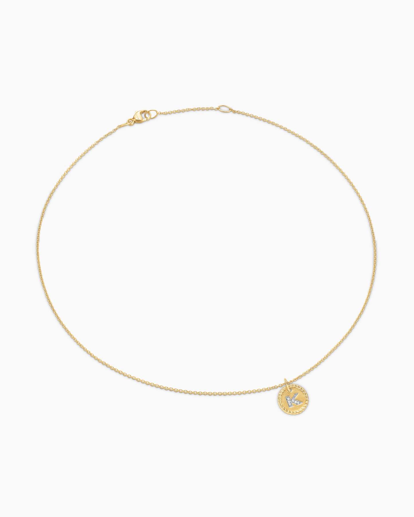 Initial Charm Necklace 18K Yellow Gold with Diamond K