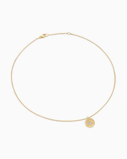 Initial Charm Necklace 18K Yellow Gold with Diamond K