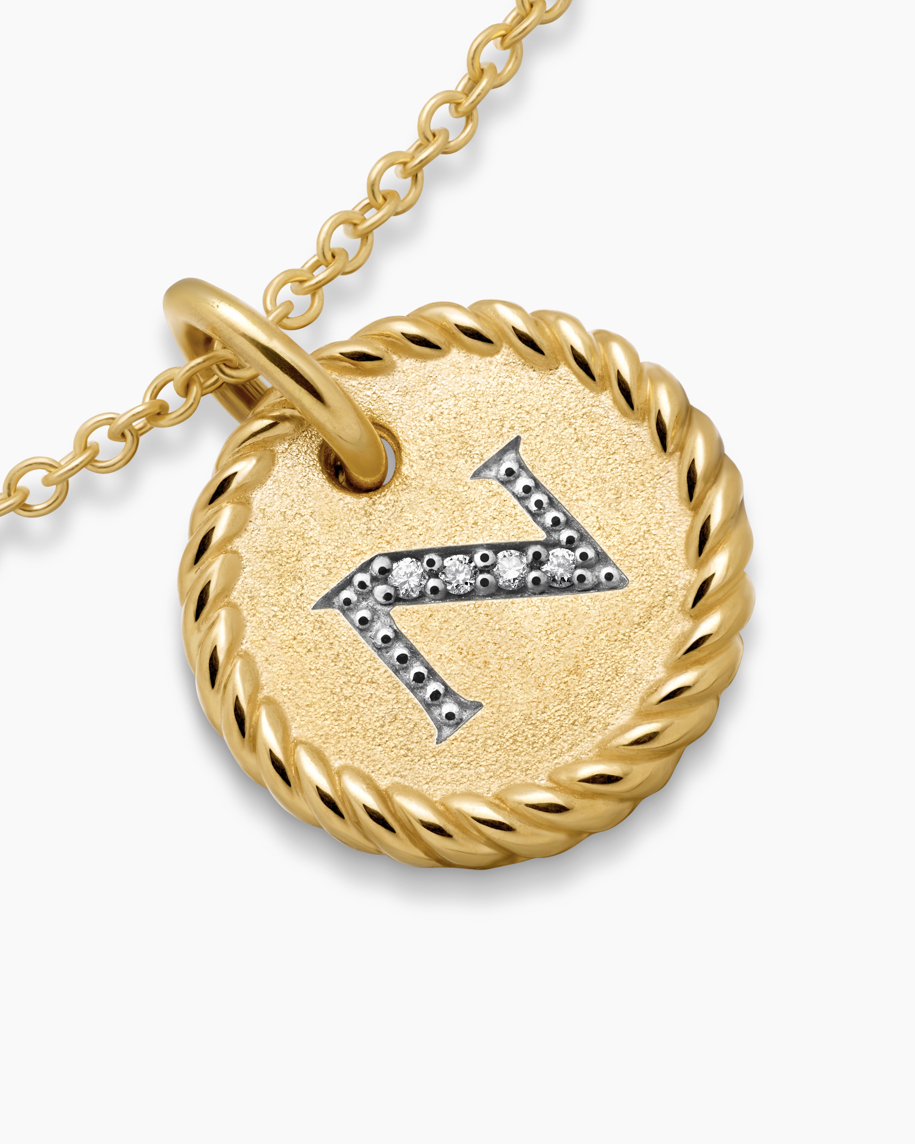 Initial Charm Necklace 18K Yellow Gold with Diamond N