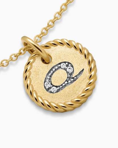 Initial Charm Necklace 18K Yellow Gold with Diamond Q