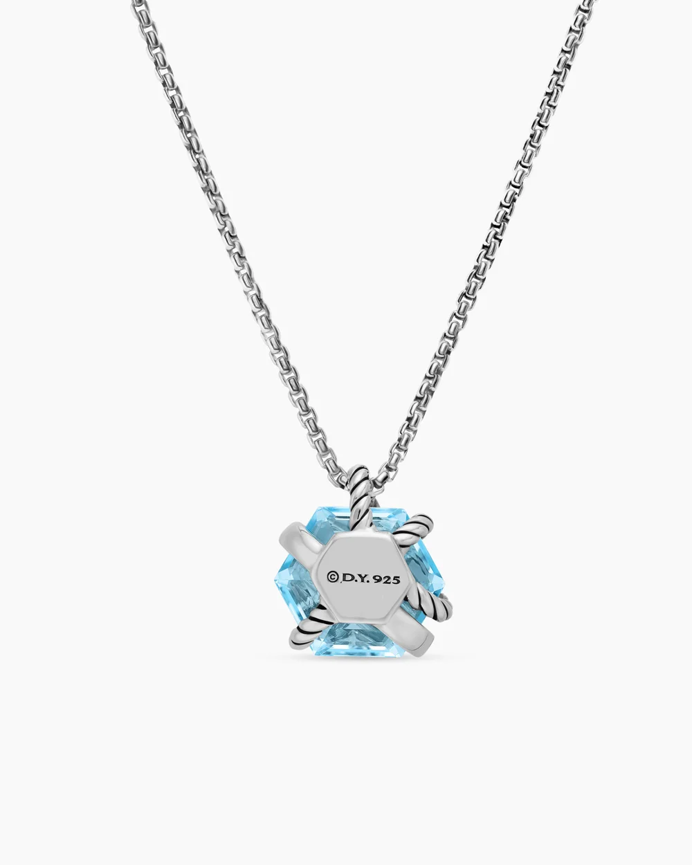 Cable Wrap Necklace Sterling Silver with Blue Topaz and Diamonds, 12.5mm