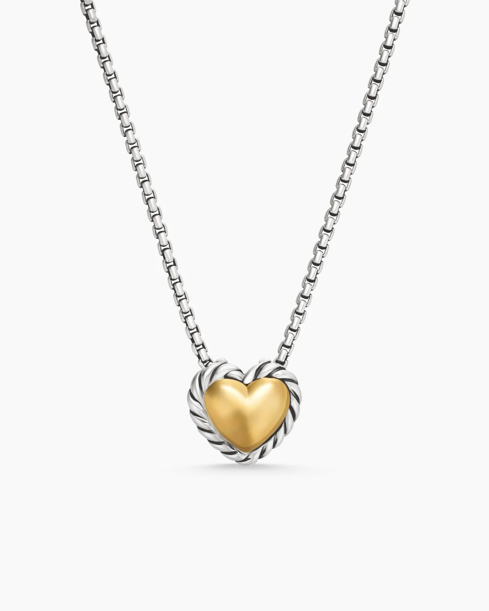 Cable Collectibles® Cookie Classic Heart Necklace Sterling Silver with 18K Yellow Gold, 8.5mm