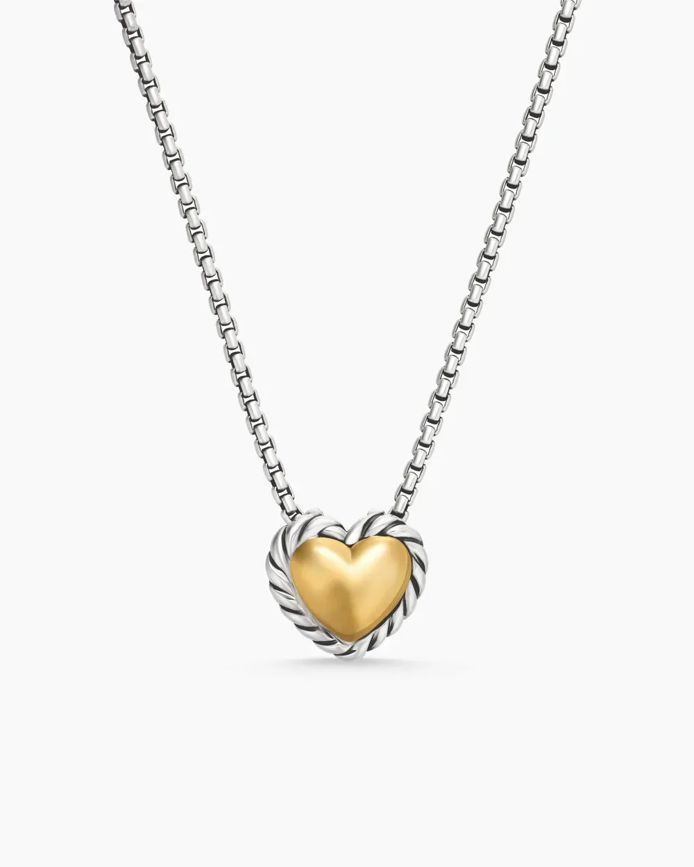 Cable Collectibles® Cookie Classic Heart Necklace Sterling Silver with 18K Yellow Gold, 8.5mm