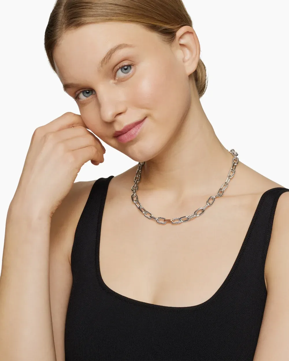 DY Madison® Chain Necklace Sterling Silver with 18K Rose Gold, 8.5mm