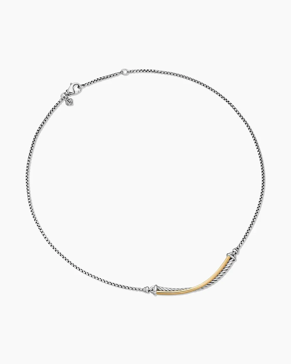 Crossover Bar Necklace Sterling Silver with 18K Yellow Gold
