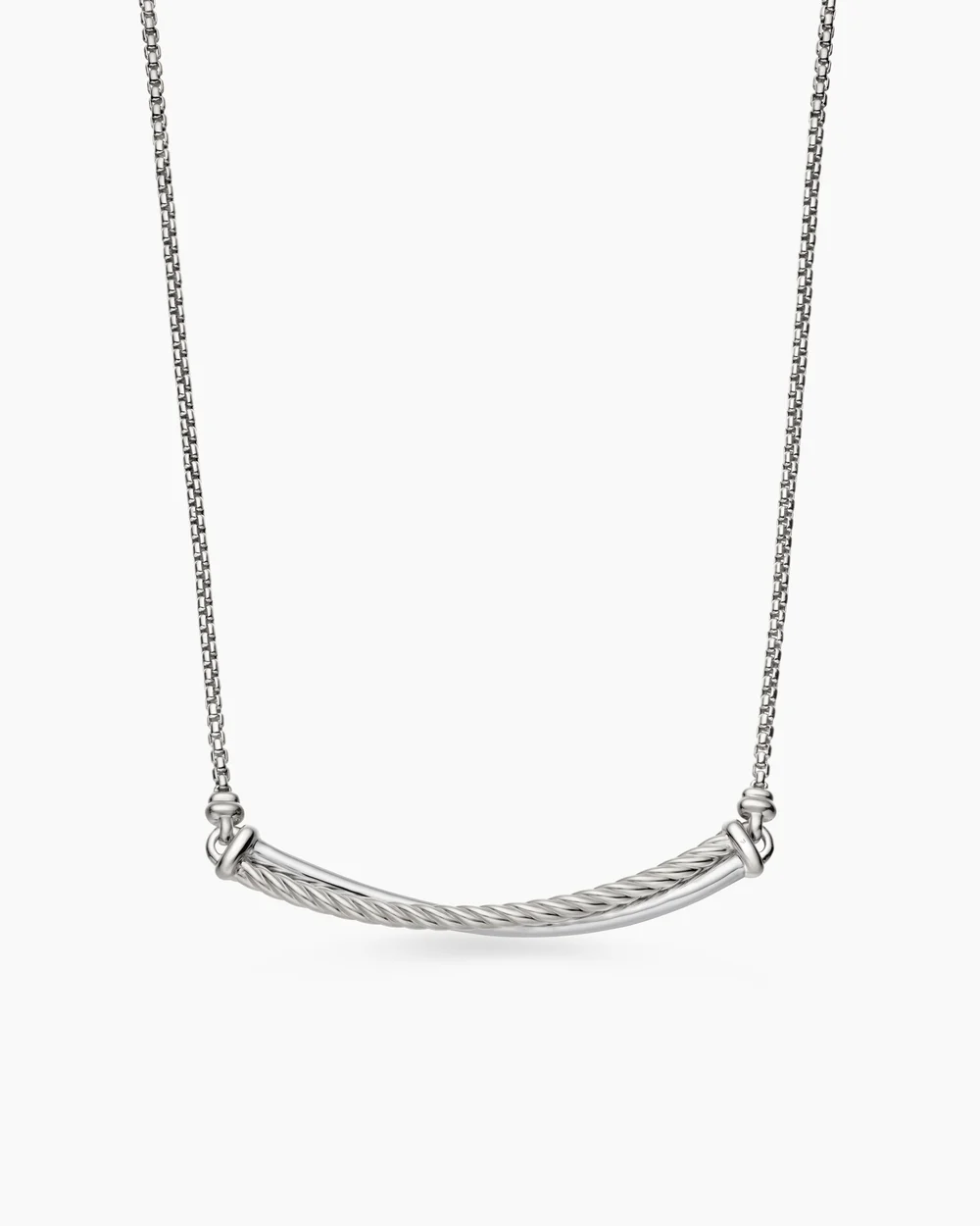 Crossover Bar Necklace Sterling Silver with Diamonds