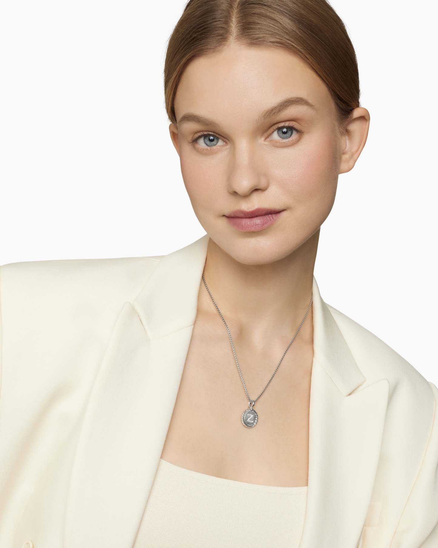 Initial Charm Necklace Sterling Silver with Diamond Z