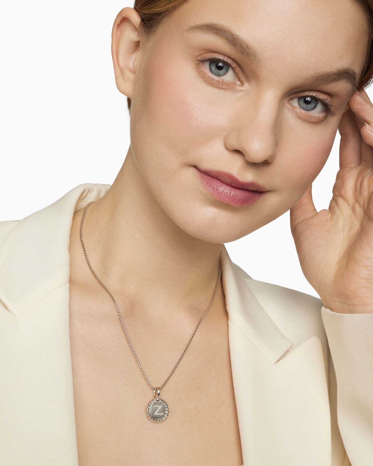 Initial Charm Necklace Sterling Silver with Diamond Z