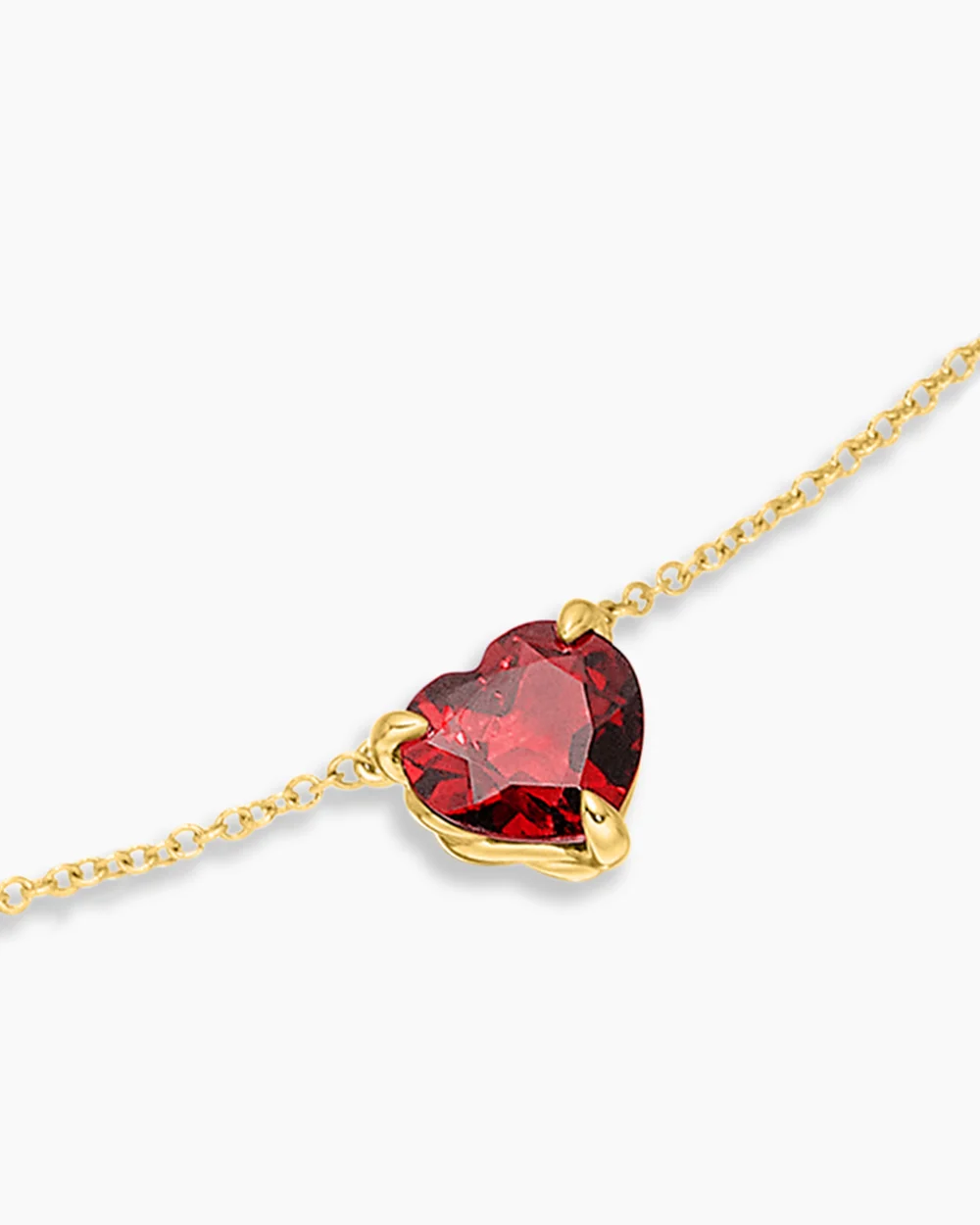 Chatelaine® Heart Pendant Necklace 18K Yellow Gold with Garnet, 8mm