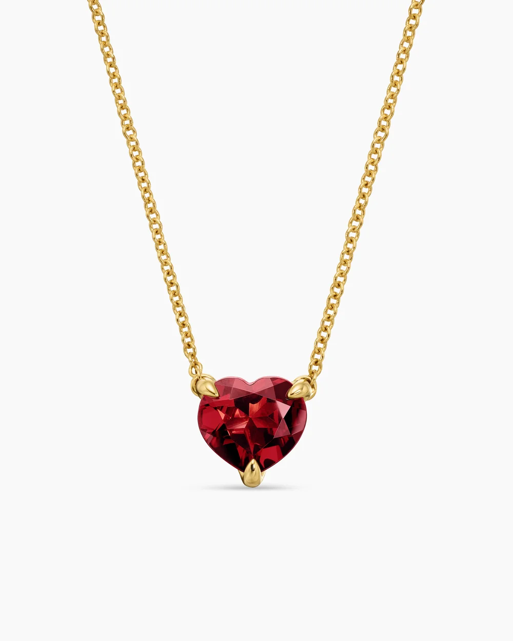 Chatelaine® Heart Pendant Necklace 18K Yellow Gold with Garnet, 8mm