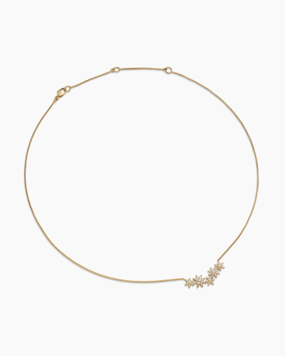 Starburst Cluster Station Necklace 18K Yellow Gold with Diamonds