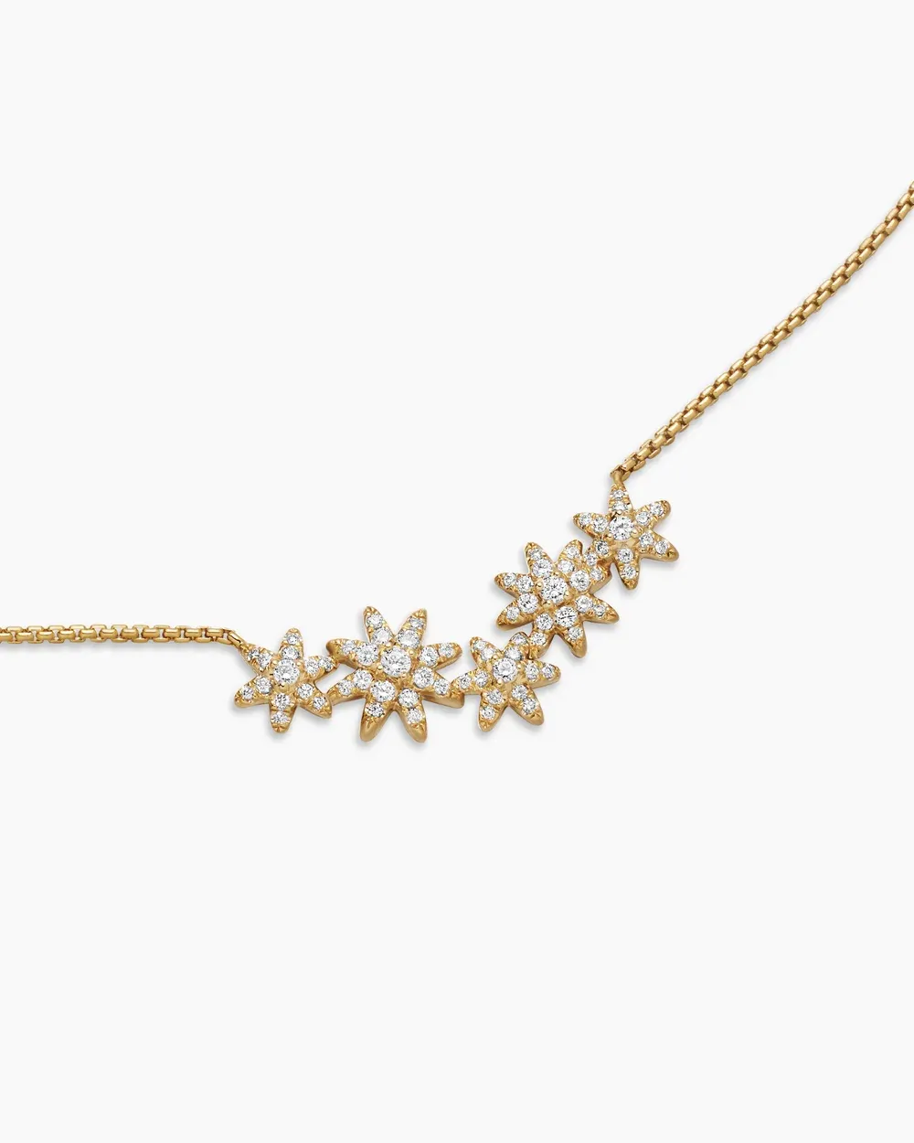 Starburst Cluster Station Necklace 18K Yellow Gold with Diamonds