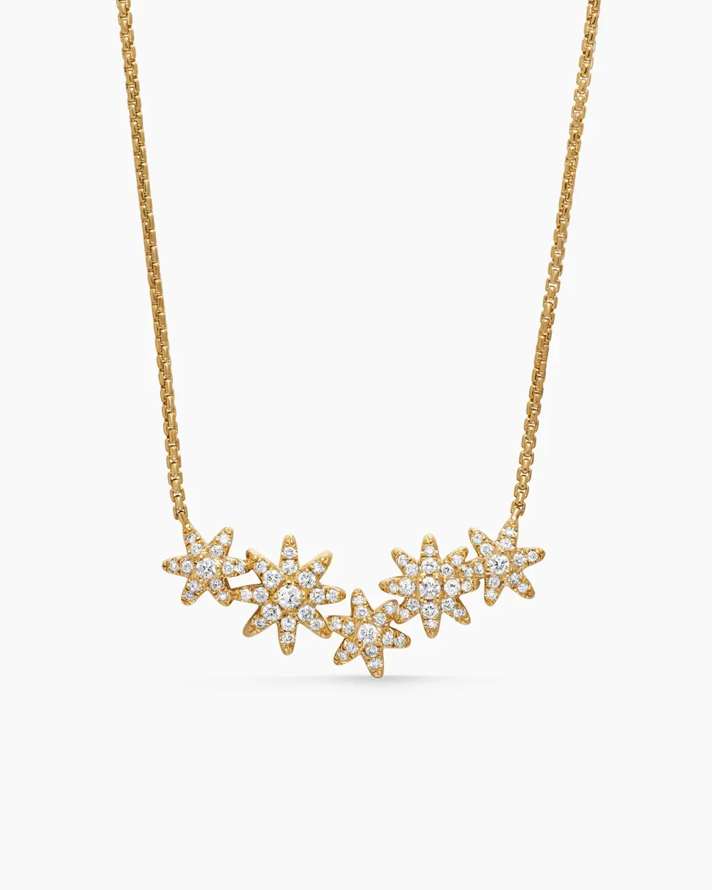 Starburst Cluster Station Necklace 18K Yellow Gold with Diamonds