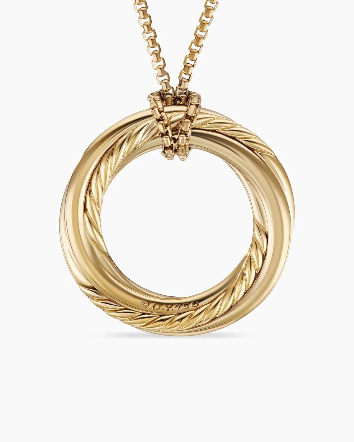 Pav茅 Crossover Pendant Necklace 18K Yellow Gold with Diamonds, 30mm