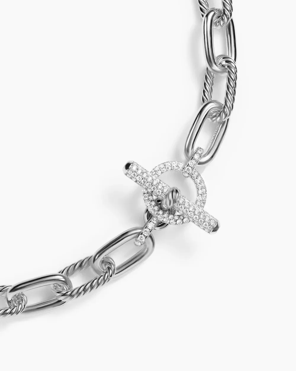DY Madison® Toggle Chain Necklace Sterling Silver with Diamonds 11mm