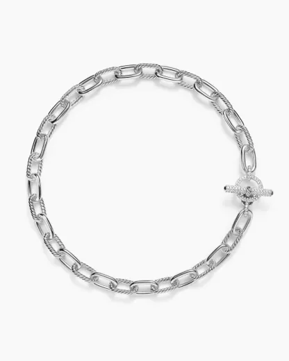 DY Madison® Toggle Chain Necklace Sterling Silver with Diamonds 11mm