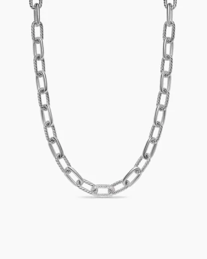 DY Madison® Chain Necklace Sterling Silver with Diamonds, 11mm