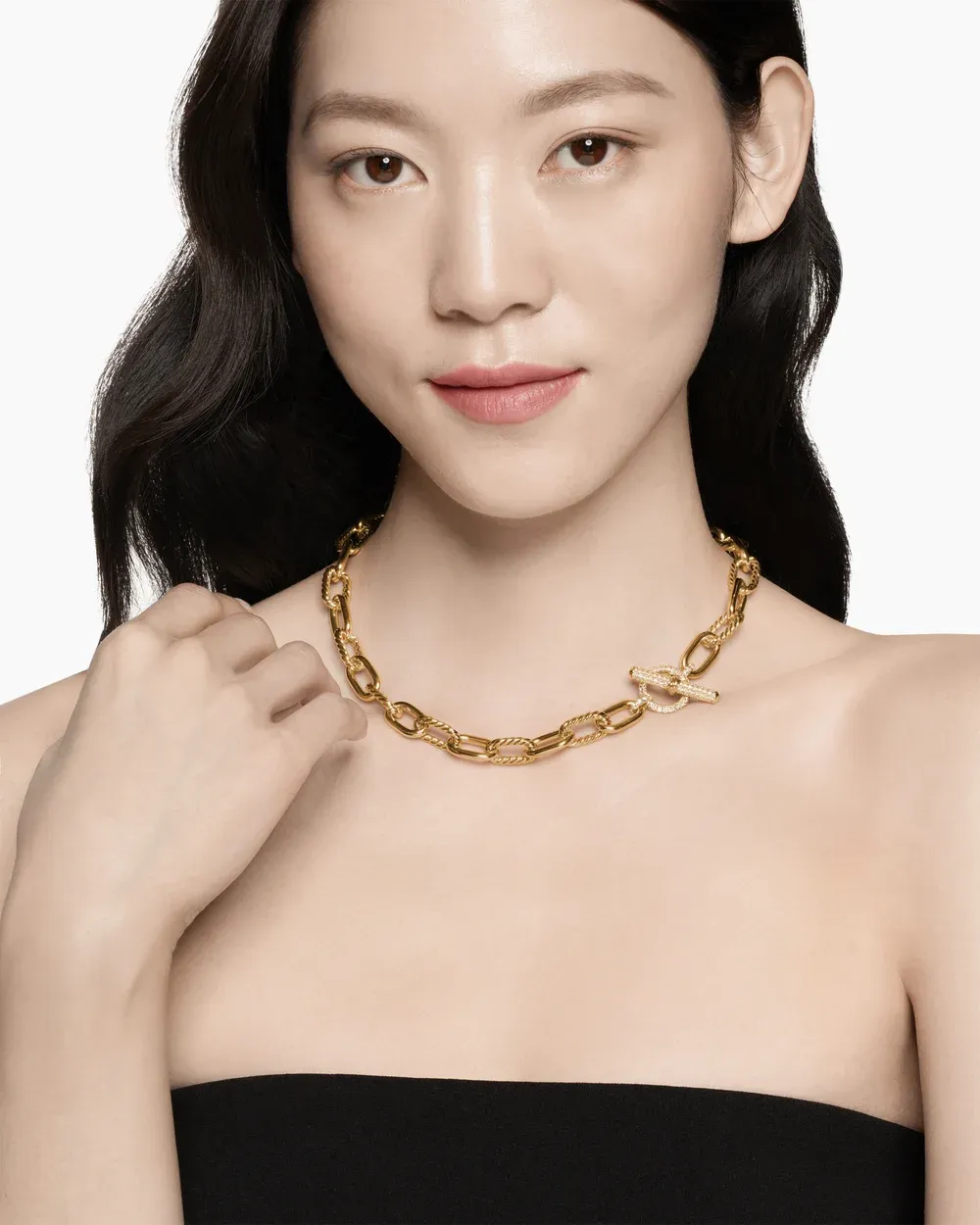 DY Madison® Toggle Chain Necklace 18K Yellow Gold with Diamonds, 11mm