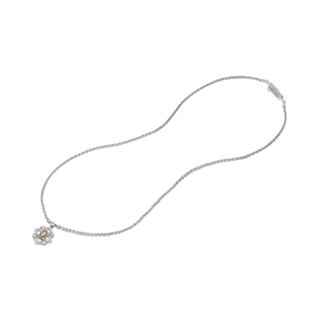 OPERA FULL PAVE' WHITE AND YELLOW GOLD SET PENDANT WITH DIAMONDS