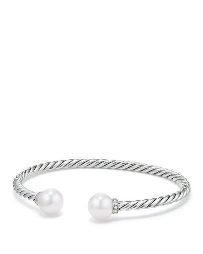 Solari Cablespira® Bracelet 18K Yellow Gold with Pearls and Diamonds, 3mm