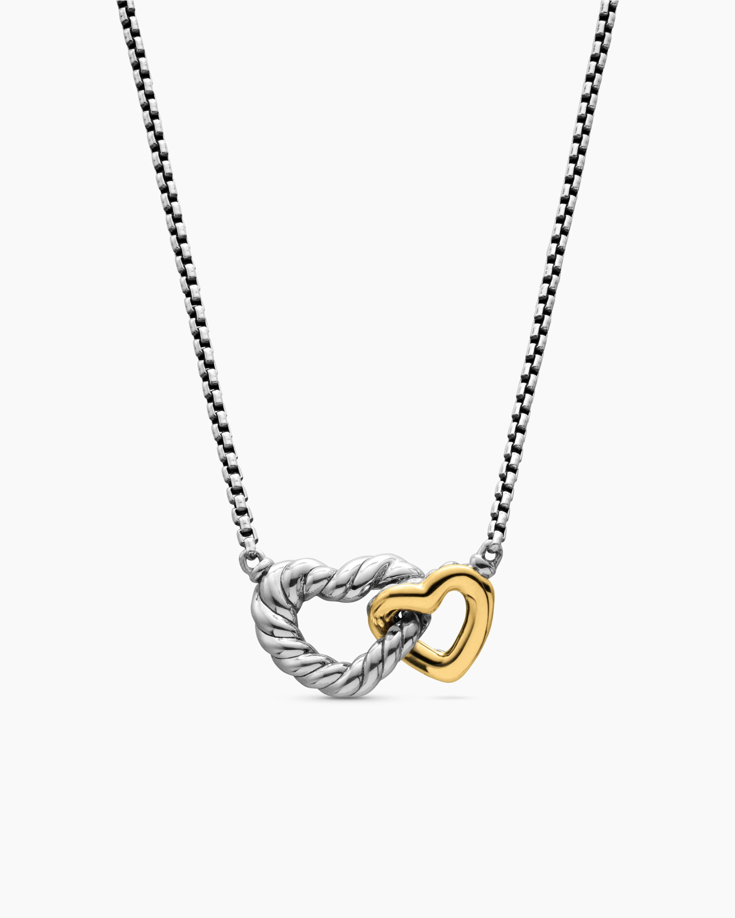 Cable Collectibles® Interlocking Heart Necklace Sterling Silver with 18K Yellow Gold