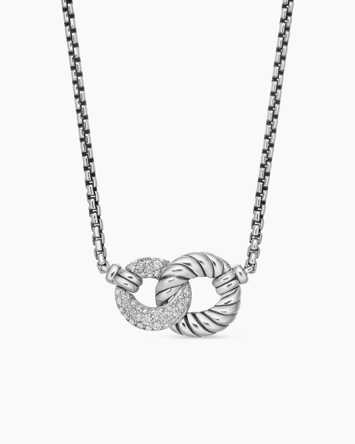 Belmont® Curb Link Necklace Sterling Silver with Diamonds, 20mm