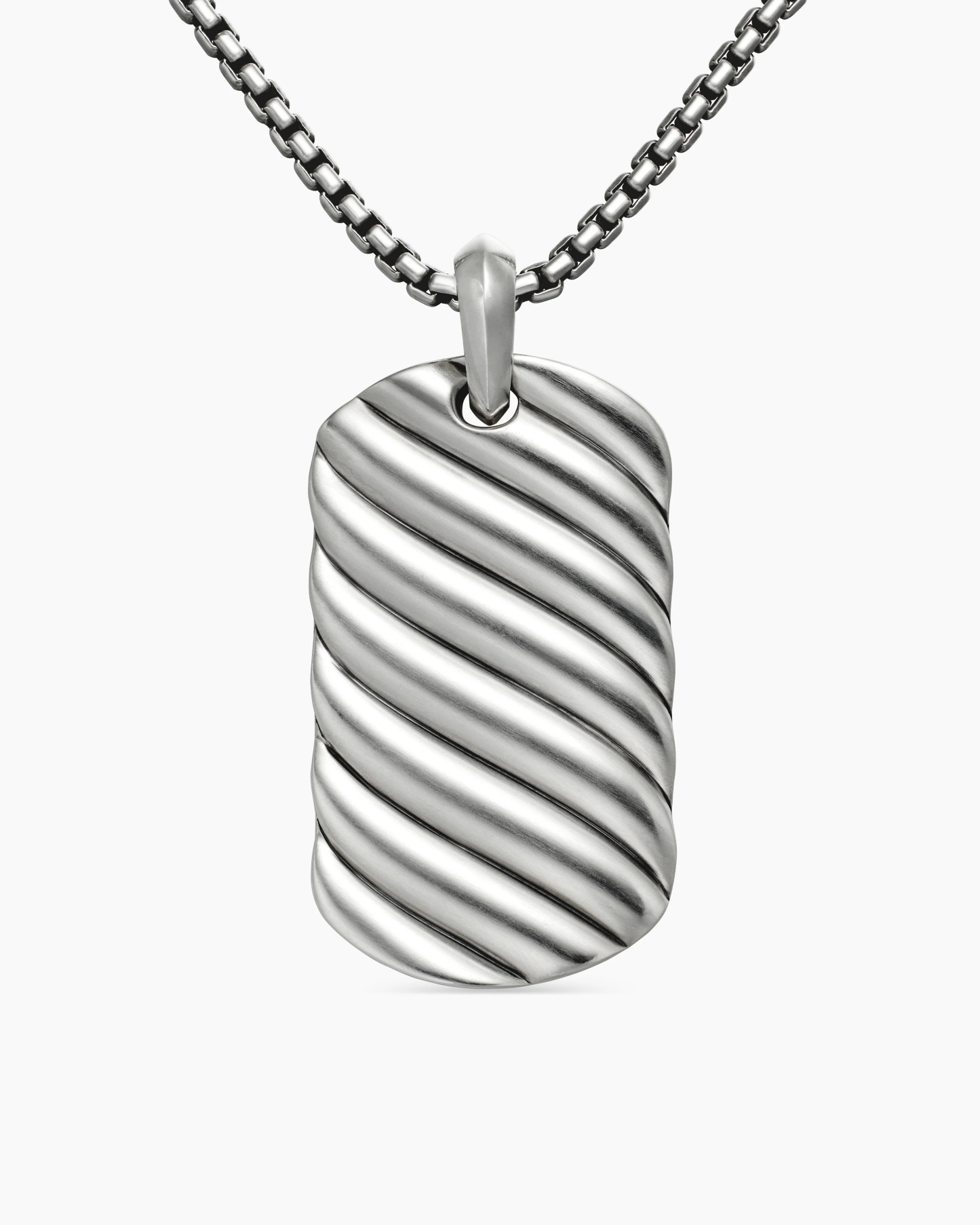 Sculpted Cable Tag Sterling Silver, 42mm