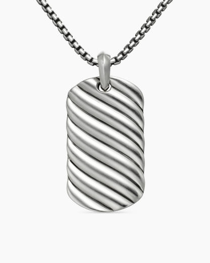 Sculpted Cable Tag Sterling Silver, 42mm