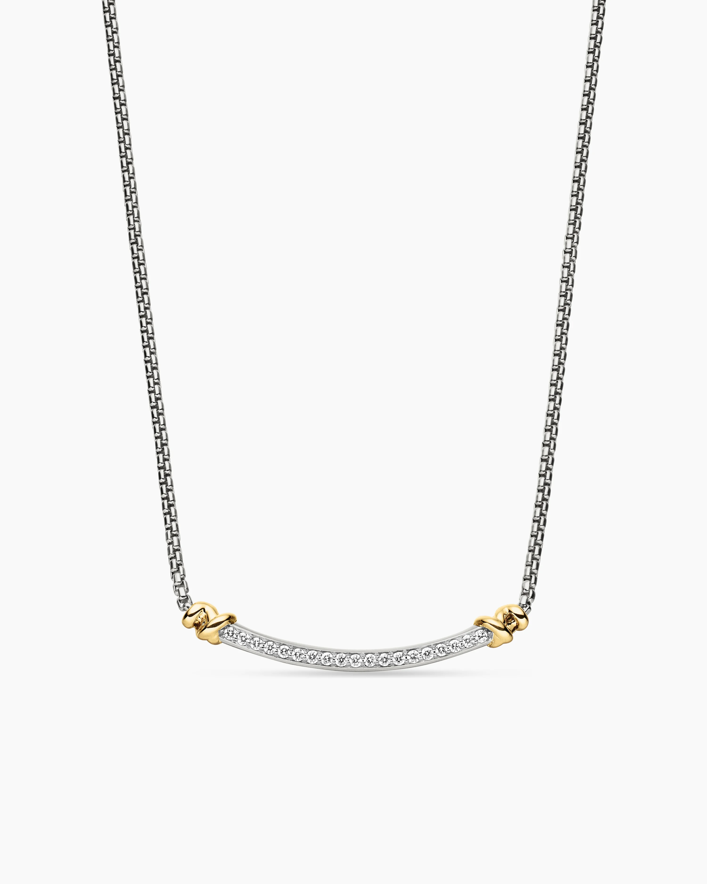 Petite Helena Wrap Station Necklace Sterling Silver with 18K Yellow Gold and Diamonds, 29mm