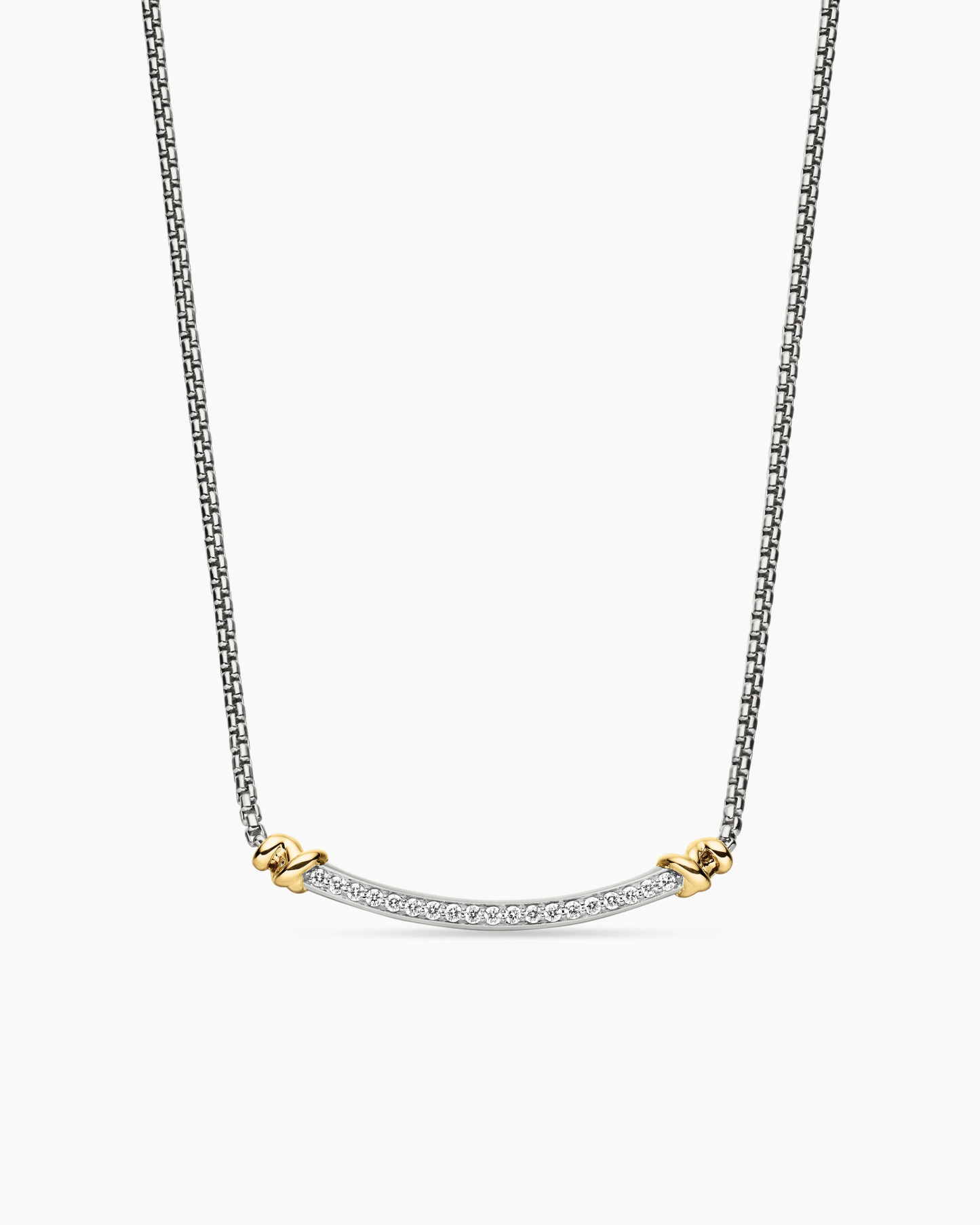 Petite Helena Wrap Station Necklace Sterling Silver with 18K Yellow Gold and Diamonds, 29mm
