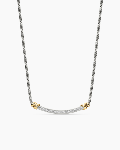 Petite Helena Wrap Station Necklace Sterling Silver with 18K Yellow Gold and Diamonds, 29mm