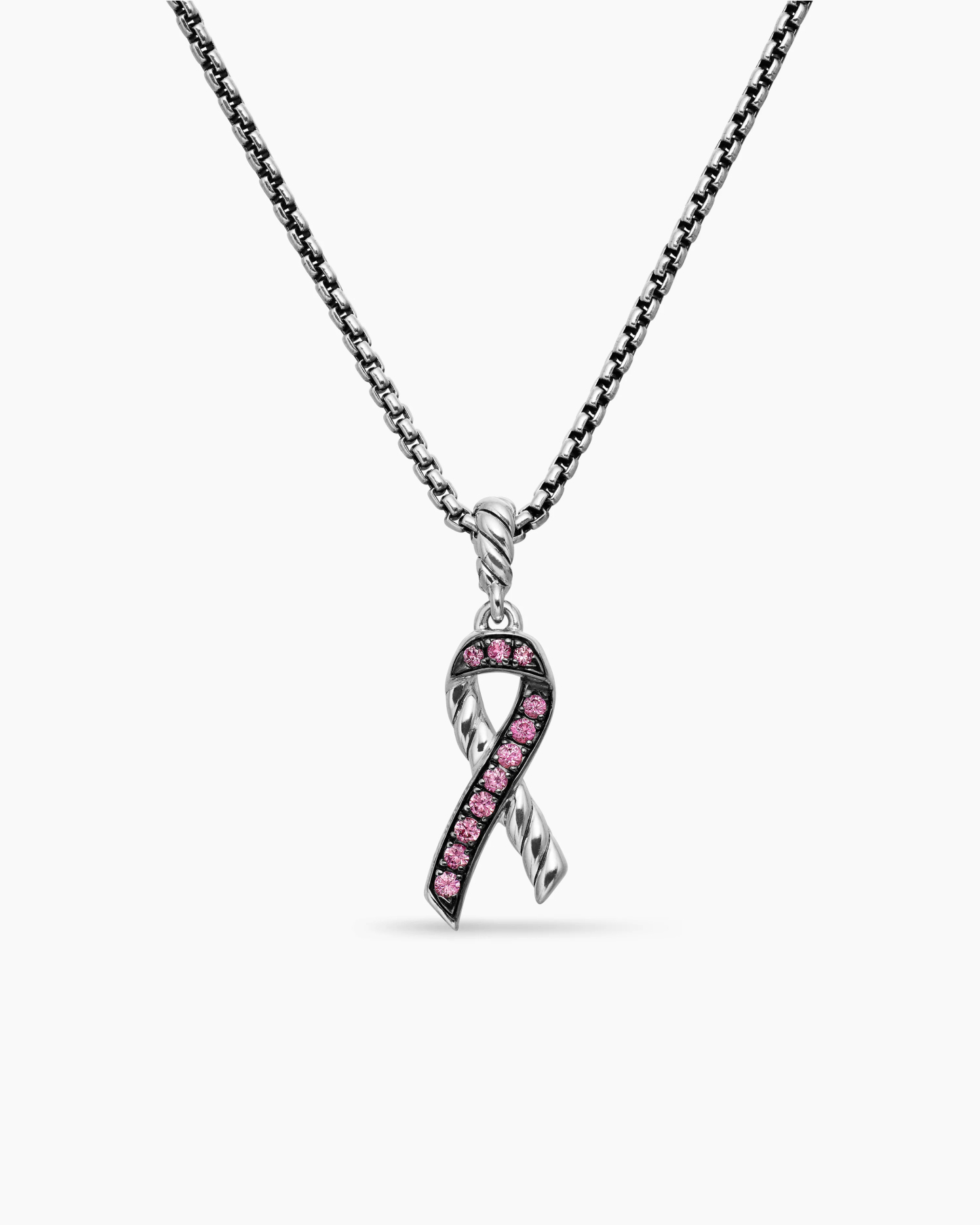Cable Collectibles® Ribbon Necklace Sterling Silver with Pink Sapphires, 24.4mm