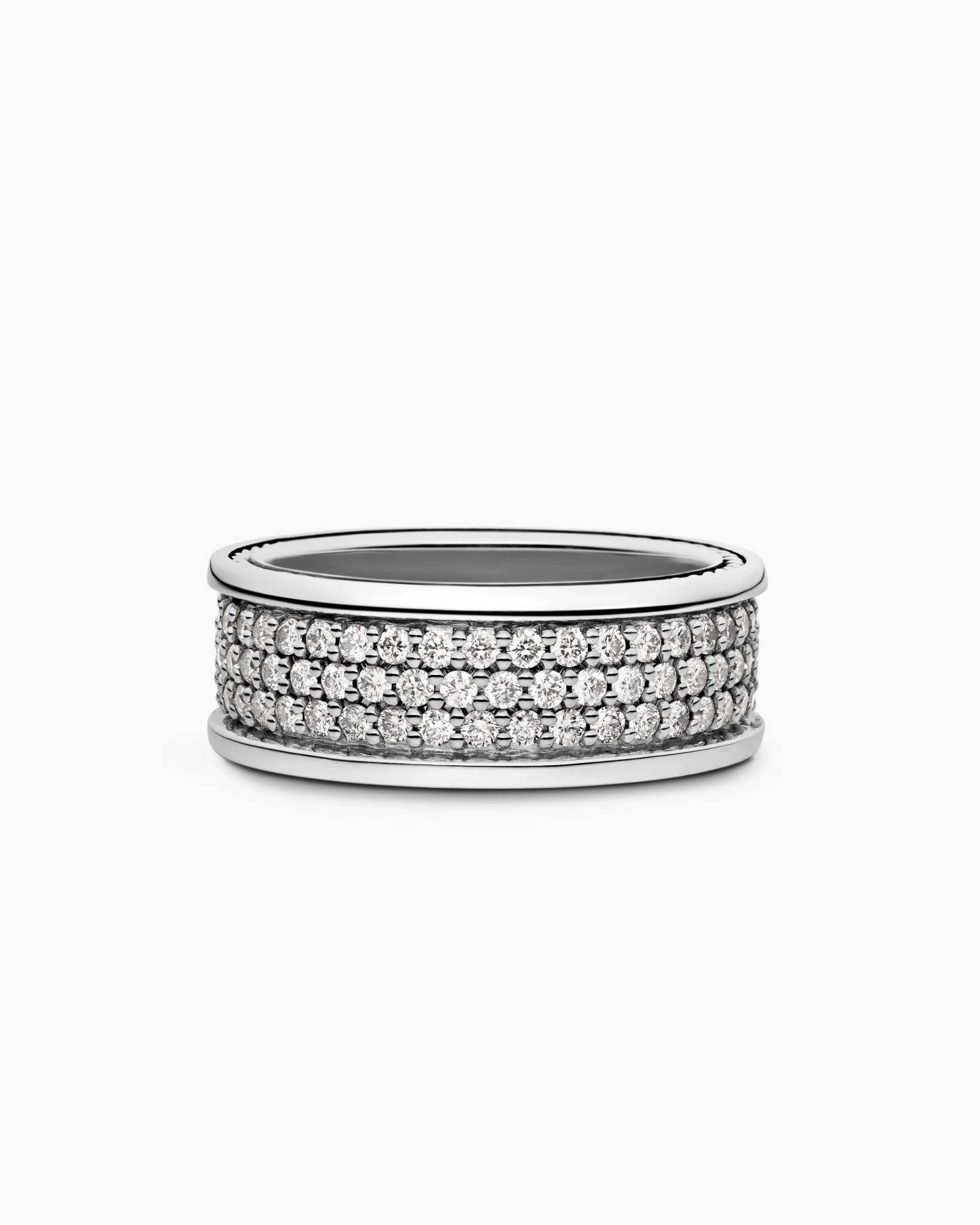 Streamline® Pavé Three Row Band Ring Sterling Silver with Diamonds, 8.5mm