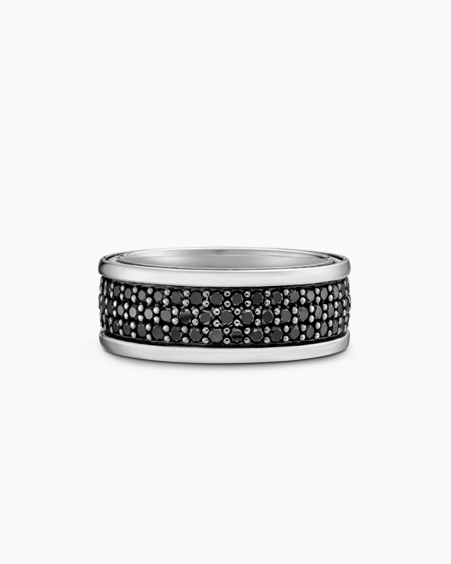 Streamline® Three Row Band Ring Sterling Silver with Black Diamonds, 8.5mm